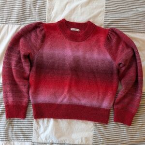 Marine Layer Alma Puff Sleeve Ombre Pink and Red Sweater in Size M